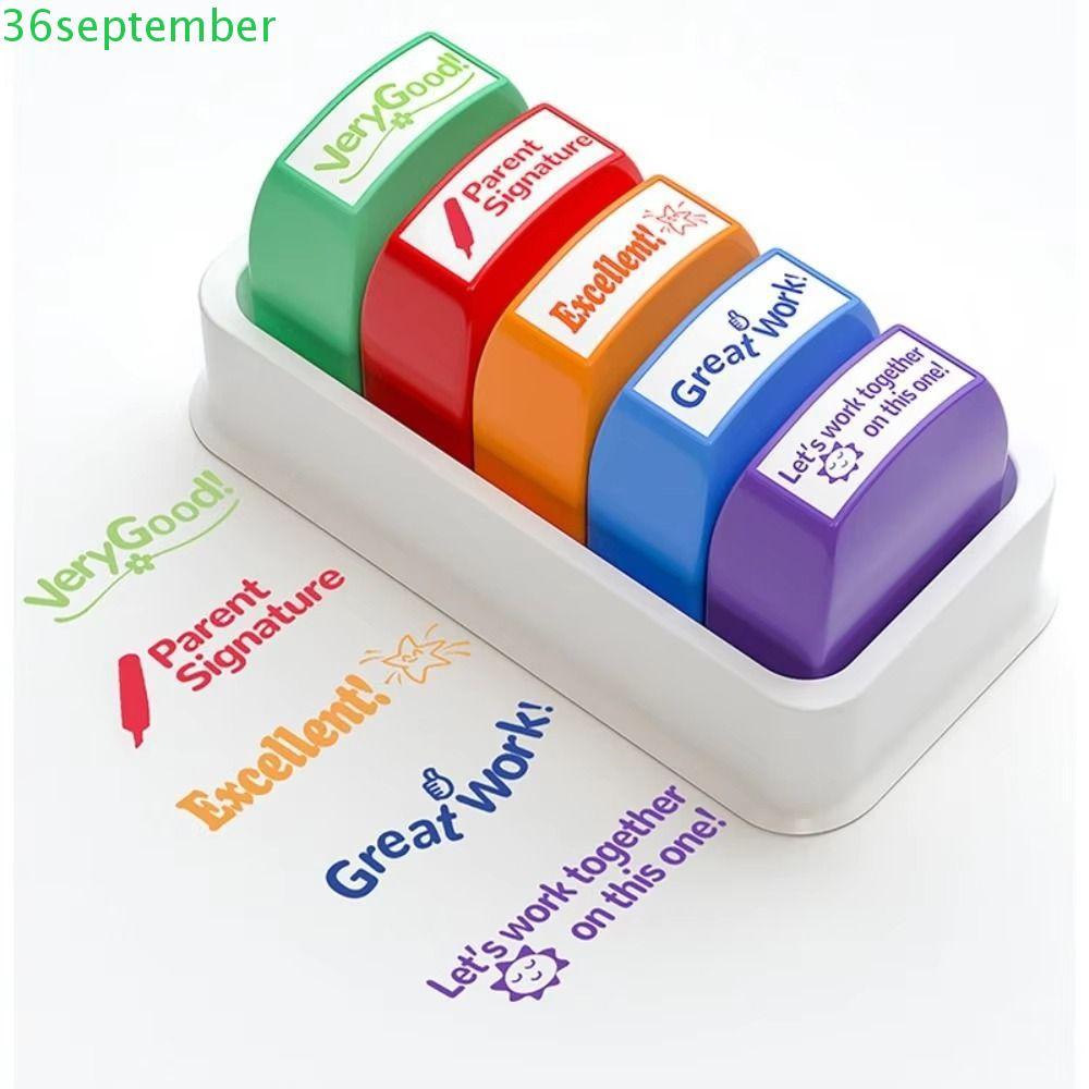SPEPEMBER 5/8 ชิ้น Teachers Review Seal, Creative สีสัน Auto-Refilling Stamp, สรรเสริญระบบส่งเสริมการศึกษาอัตโนมัติหมึกครูอุปกรณ์ครู