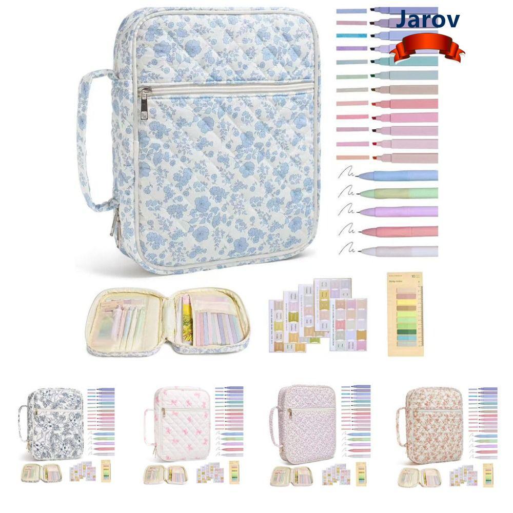 JAROV Bible Cover Bag, Zipper Pocket Floral Design Bible Cover , Handle Bible Journaling Kit Church