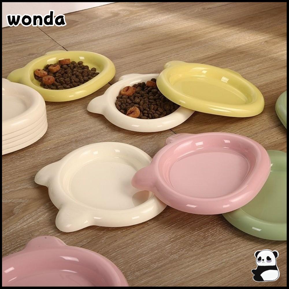 WONDA ชามแมว, จานอาหารแมว Ins หมีน้อย, จานสุนัข PP พลาสติกน่ารักทนทานสําหรับแมวลูกสุนัข