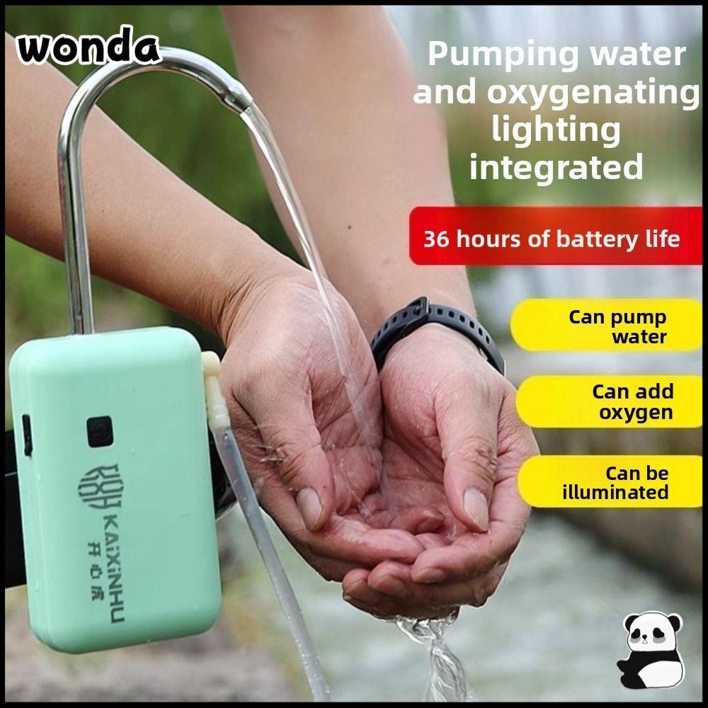 WONDA เครื่องผลิตออกซิเจนไฟฟ้าอัจฉริยะ, 2200Mah ปั๊มเติมออกซิเจนตกปลาเสียงรบกวนต่ํา,แบบพกพา USB ชาร์จเงียบปั๊มลมถังปลาสําหรับตกปลากลางคืน