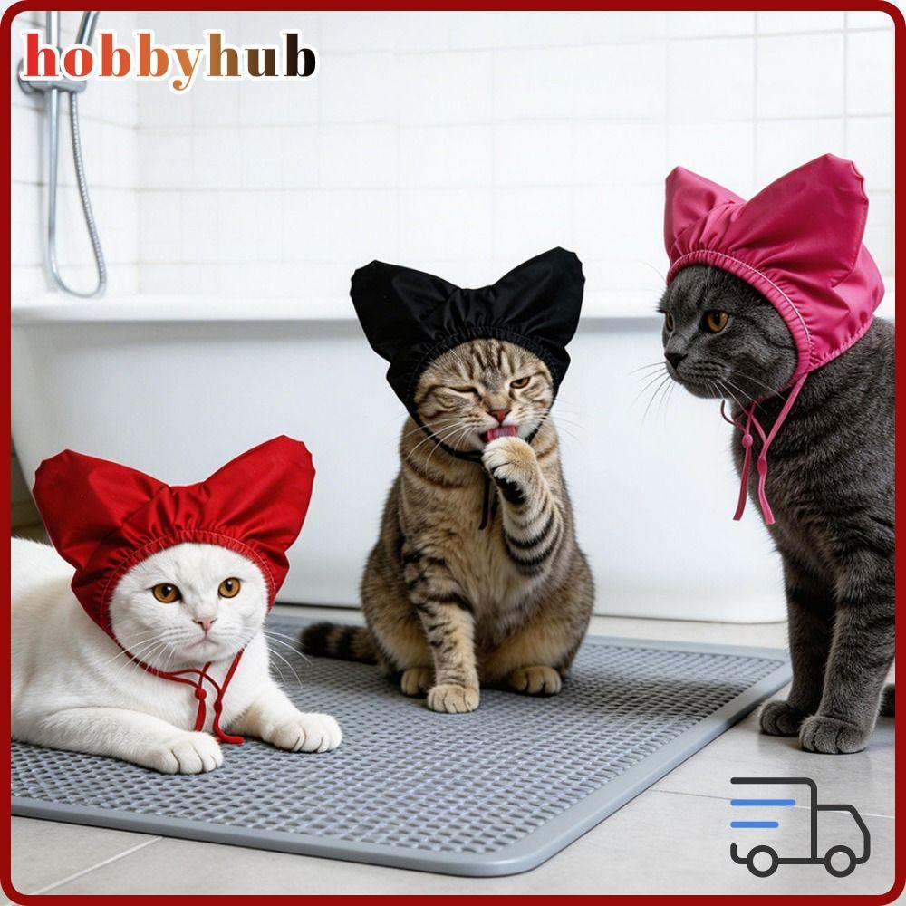 HOBBYHUB หมวกอาบน้ําสัตว์เลี้ยง, หมวกอาบน้ําลูกแมวกันน้ําแบบปรับได้, อุปกรณ์ป้องกันหูระดับพรีเมียมรูปหัวใจน่ารักนํากลับมาใช้ใหม่ได้สําหรับอาบน้ํานุ่มลูกสุนัข