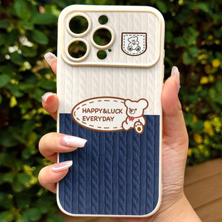 เคสโทรศัพท์ลายหมีน่ารักสำหรับ iPhone 13Pro/11/12ProMax/14/15/16/17 ปกป้องเลนส์คุณภาพสูง กันกระแทก กันตก และกันรอยขีดข่วน