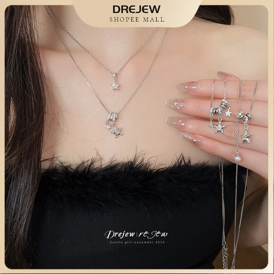 DREJEW สร้อยคอสตาร์สองชั้นสแตนเลสสตีล | สวยหรูเหมาะสำหรับทำงานทะเลสาปทุกโอกาส