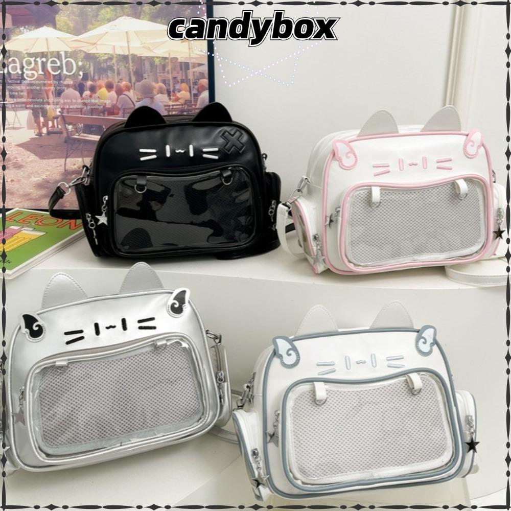CANDYBOX กระเป๋าสะพายข้างสไตล์คอลเลจ ขนาดใหญ่ มีความจุมาก ทำจากPU สไตล์ยุคY2K