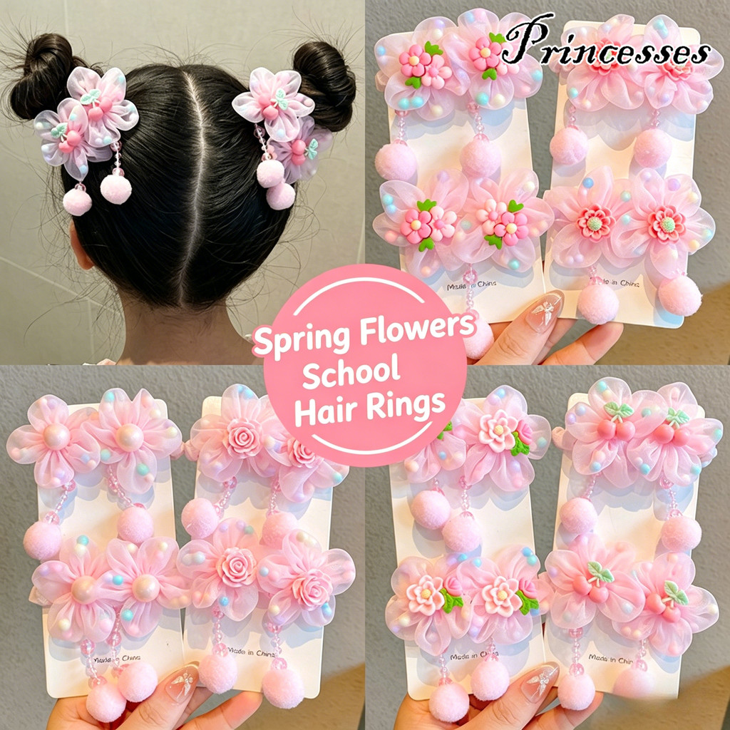 ผมเป็นมิตรกับผมยืดหยุ่นผูกผมดอกไม้มุกเน้นพู่และการออกแบบ Scrunchie เครื่องประดับผมมีสไตล์สําหรับขนมปังและ Updos
