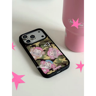 สาวเกาหลีหัวใจการ์ตูนน่ารักลิงน้อยเหมาะสําหรับ iphone17pro/17promax เคสป้องกัน Apple 16 เคสโทรศัพท์ 16promax เคสป้องกัน 15/13/14 เคสกันกระแทก 11/12/12promax/15plus/17air