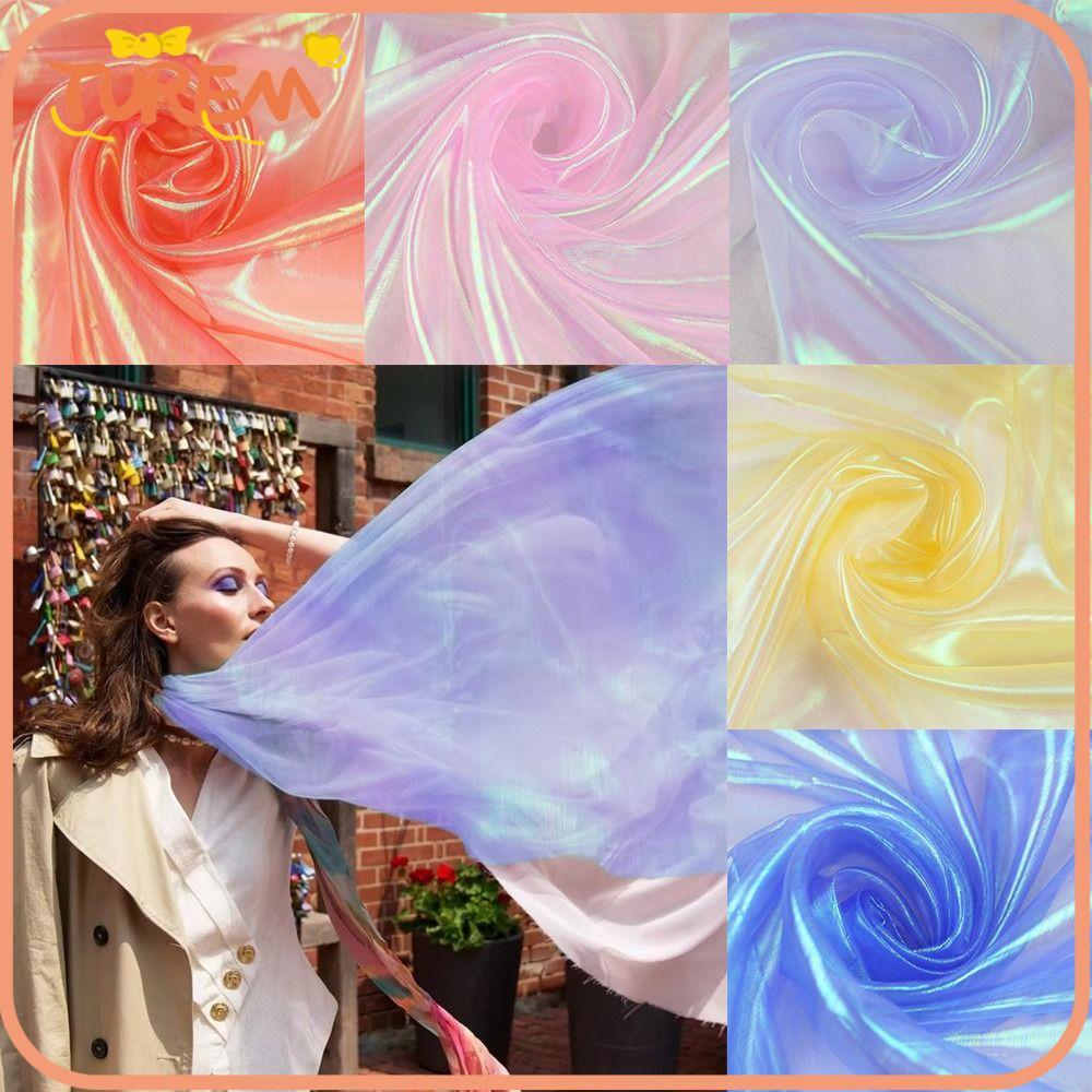 TUREM Laser Tulle, ผ้า Organza บางโปร่งใส, ตกแต่ง Tulle Shiny Soft Tulle ผ้า Stage