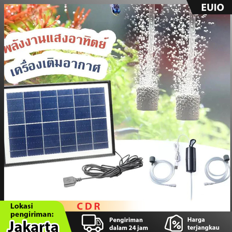 💥แผงโซลาร์เซลล์ 10W 💯 พลังงานแสงอาทิตย์ ออกซิเจน usb ปั๊มออกซิเจนหลอดคู่ปั๊มลมแบบพกพากลางแจ้งตกปลาอาหารทะเลออกซิเจน