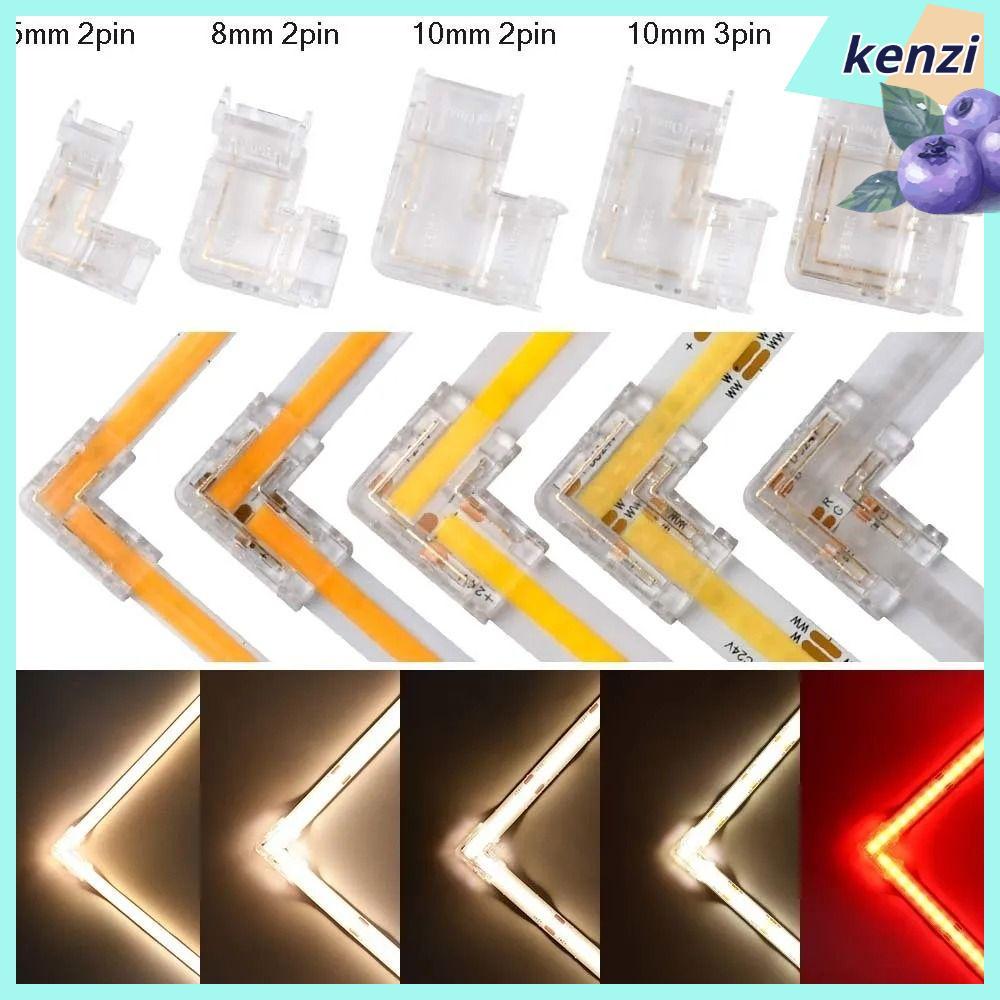 KENZI L รูปร่างตัวเชื่อมต่อฝาครอบ,โปร่งใส L รูปร่างมุม COB LED Connectors, Quick Connect Strip 90 อง