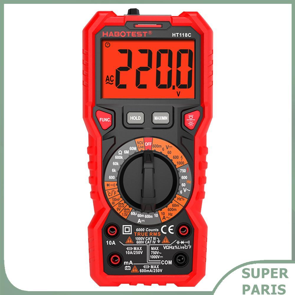 superparis HABOTEST HT118C มัลติมิเตอร์แบบดิจิตอล Manual Range มัลติมิเตอร์ 6000 นับ True RMS การวัด