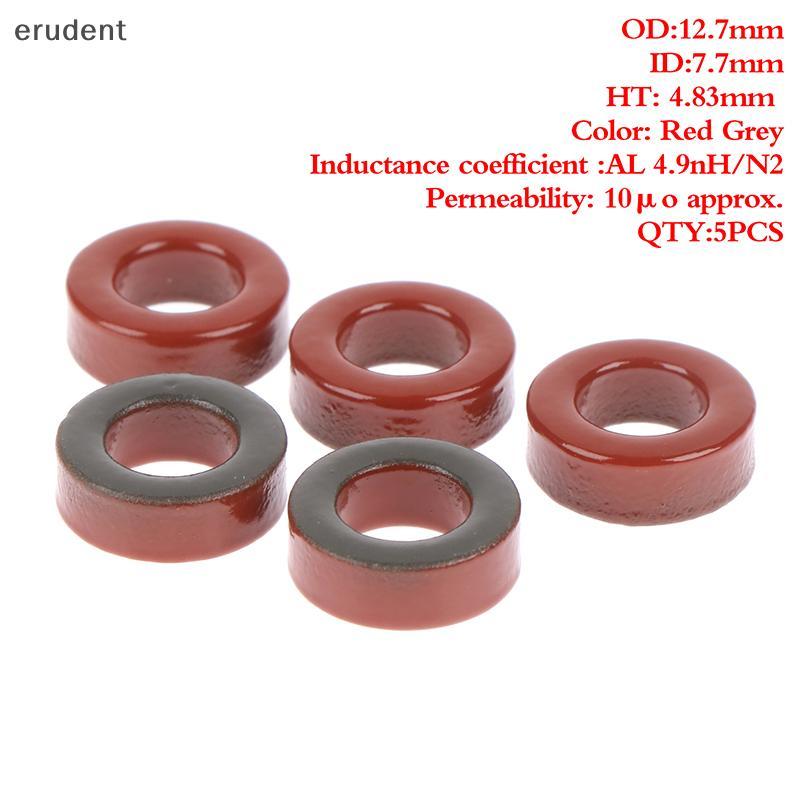 Erudent 5pcs Carbonyl Iron Powder Cores T50-2 13*7*5 มม. 4.9nH/N2 Ferrite Toroid Core Micro โลหะขนาดเล็กแหวนแม่เหล็กความซึมผ่านต่ําแหวนความถี่สูง Inductance Core