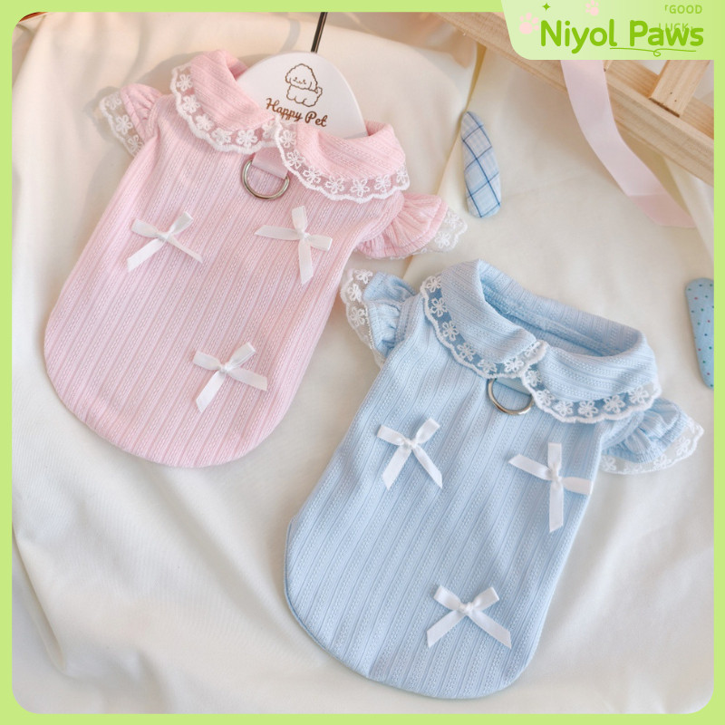 ใหม่ High End Lace Trim Leash Ready เสื้อผ้าสัตว์เลี้ยงสําหรับแมวสุนัขเท็ดดี้ Bichon Yorkie