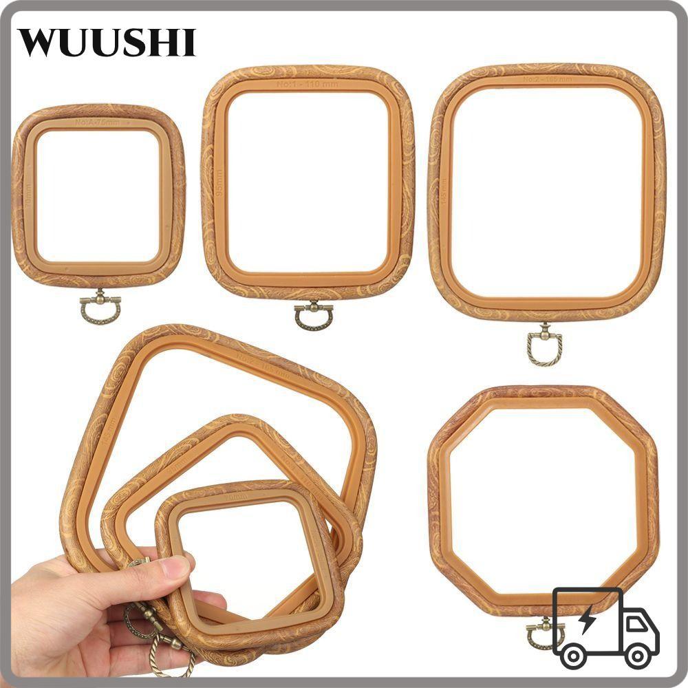 WUSHI เย็บปักถักร้อยกรอบ, Octagon/Square/Rectangle/Hexagonal ไม้ Grain เย็บปักถักร้อย Hoop,คุณภาพสูง Needlecraft พลาสติก DIY เย็บอุปกรณ์เสริม