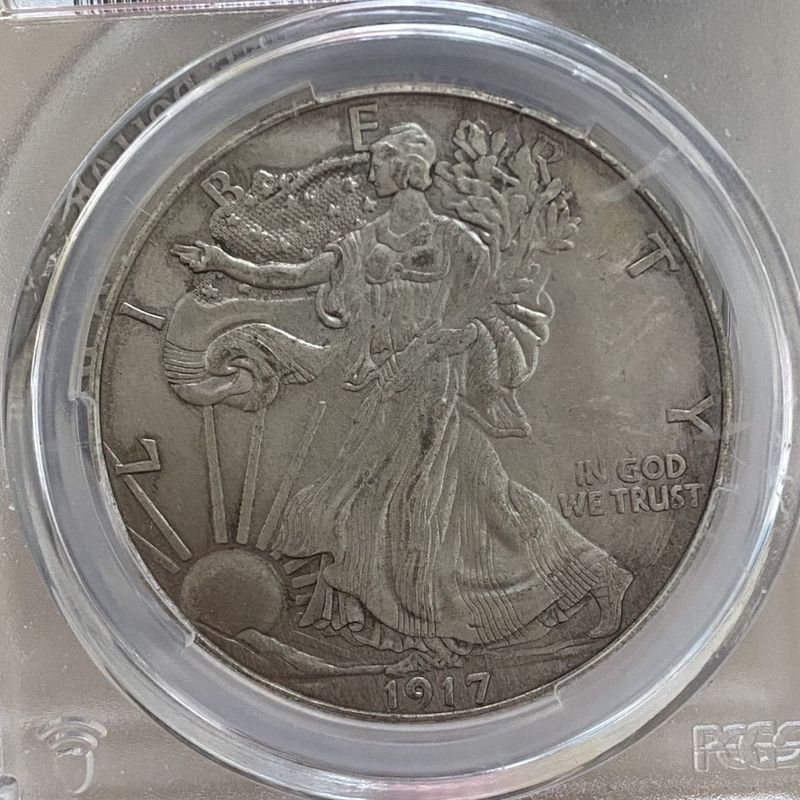 Io1917 อเมริกันเดินเทพธิดาหว่านเทพธิดาเงินดอลลาร์ PCGS เหรียญเกรดเหรียญเงิน 4/* 17+- */HGYT65XCbbn% 