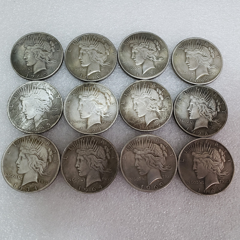 งานฝีมือโบราณ 12 รูปแบบ American Goddess Peace เหรียญที่ระลึก Silver Dollar 26.3.30