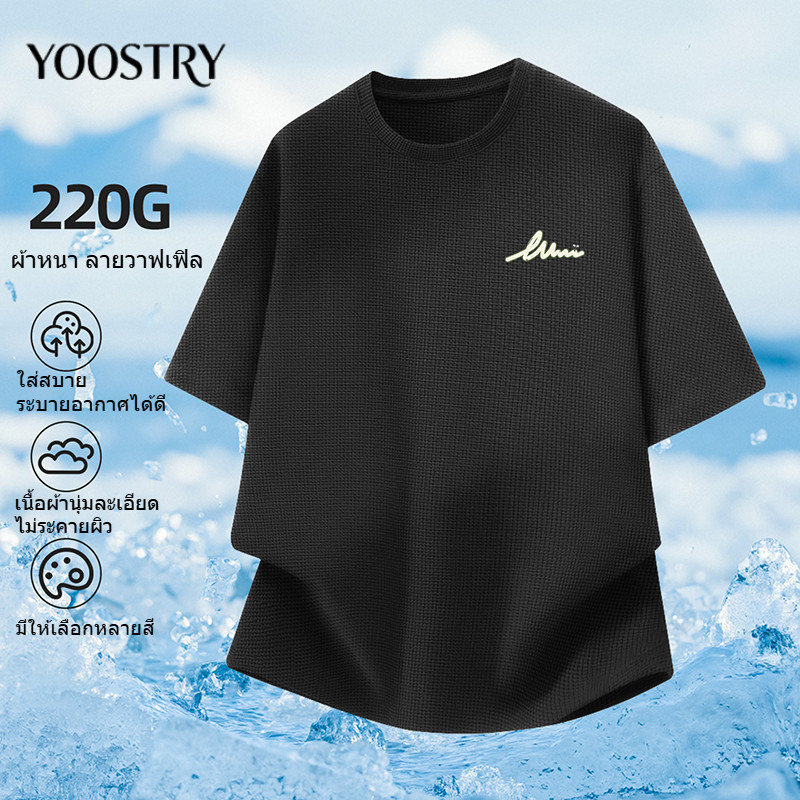 YOOSTRY เสื้อยืดผู้ชาย เกรดส่งออก ผ้าหนานุ่มพรีเมียม 220G งานเนี๊ยบ ทรงสวย ไม่ย้วยง่าย M-5XL
