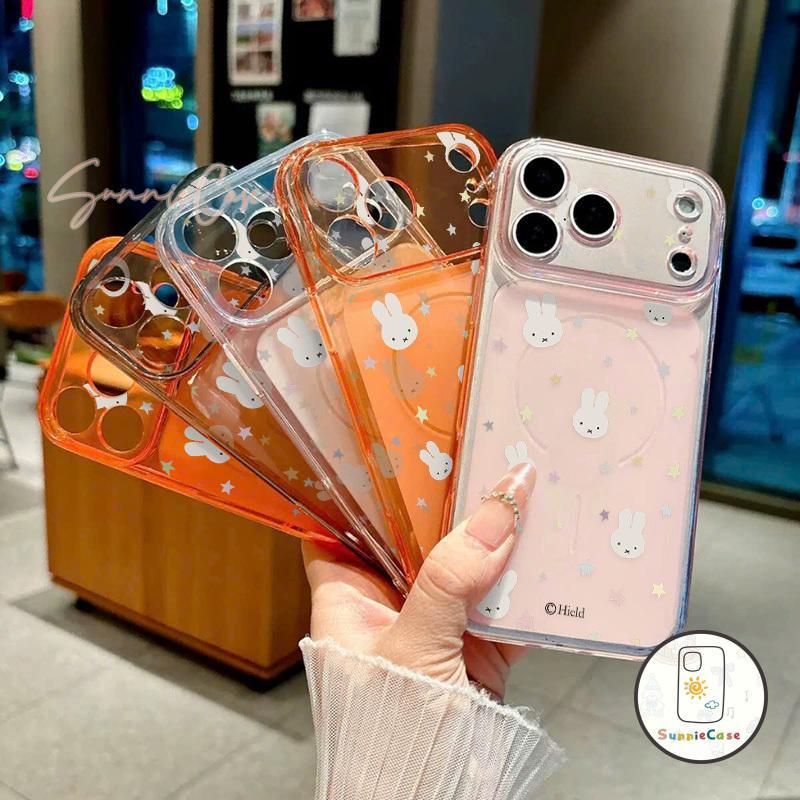 เคสไอโฟน15 สำหรับ IPhone 11 17 16 12 13 15 14 Pro Max 14 15 16 Plus กระต่ายน่ารักแบบการ์ตูน ใส ทนแรงกระแทก นุ่มสบาย