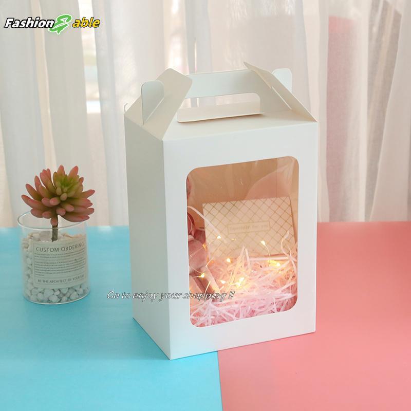 Fashion.shop03 Tote Bags กล่องของขวัญ Holiday Transparent Window Display Stylish Paaging Gift Kraft 