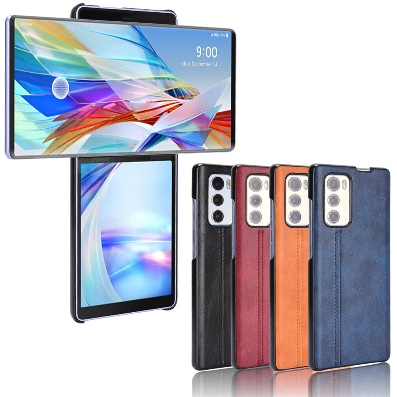 เหมาะสําหรับ LG Wing 5G เคสโทรศัพท์หน้าจอหมุนได้รูปแบบหนังลูกวัวเคสป้องกันสายรถยนต์ LG Wing 5G Case