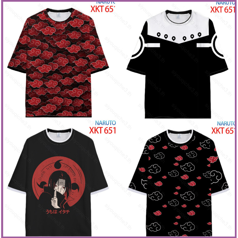 SY3 Naruto Anime Akatsuki T-shirt แขนสั้น Unisex สำหรับคอสเพลย์และแฟชั่น Uchiha Itachi Casual ขนาด P