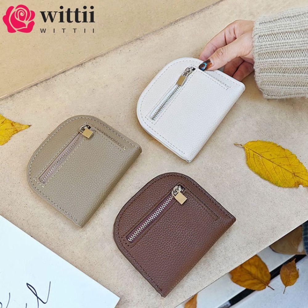WITTII กระเป๋าใส่เหรียญและบัตร หนัง PU มีซิปล๊อก สไตล์สำหรับผู้หญิง