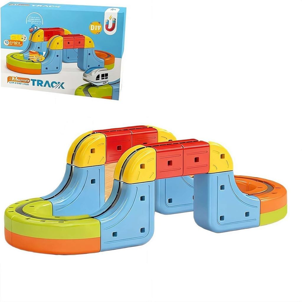 Cube Rail Mini Train 3D Track Set, 2026 New Magic Rail Cube Train Set, 3D Embedded Layout, Cube Magn