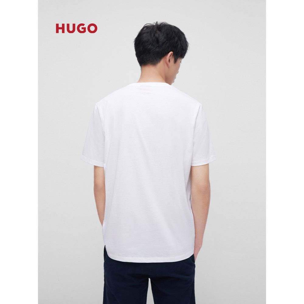 เสื้อยืดแขนสั้น Hugo Boss ออกแบบลายเสือและโลโก้ HUGO ทำจากผ้าฝ้ายคุณภาพ