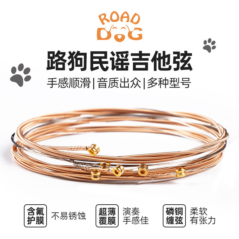 Road Dog สายกีต้าร์โปร่ง AC/KC ชุด 6 สายเคลือบทองแดงฟอสฟอรัสอุปกรณ์เสริมครบชุดกีตาร์อะคูสติกโดยเฉพาะ