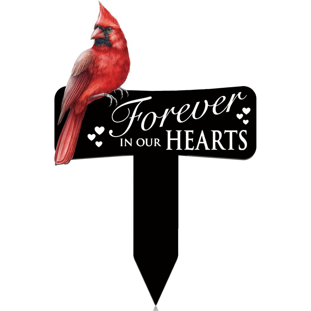 Hicarer Cardinals Grave Markers Cardinals Memorial Gift Metal Sympathy Stakes for Cemetery Memorial,