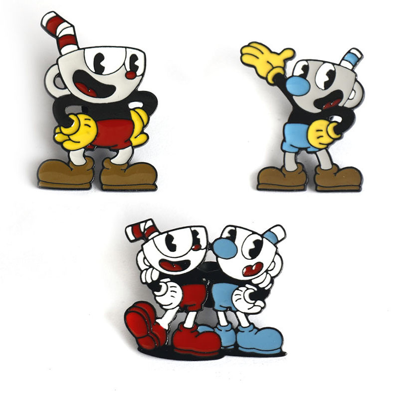 Spot Goods#Game Peripheral Cuphead Cuphead Mug Man Mugman Cartoon Brooch Metal Badge In Stock1216hw