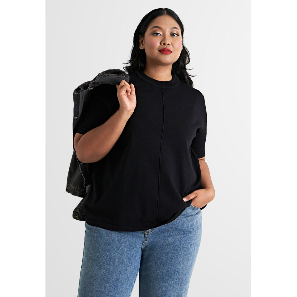 เสื้อไหมพรมแขนสั้น Evra - สีดํา