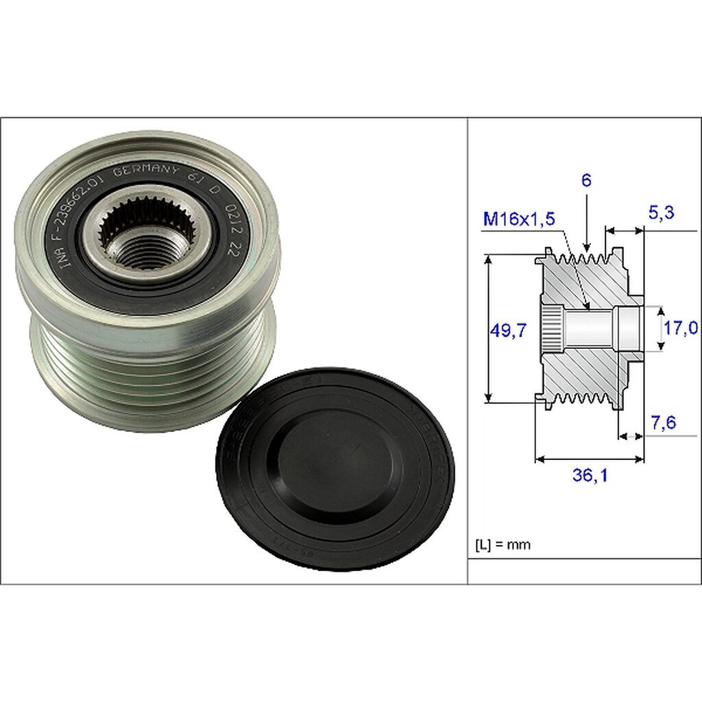 มู่เล่ไดร์ชาร์จ SSANGYONG ACTYON KYRON REXTON STAVIC SV270 D20DT 2.0 D22DT 2.2 D27DT 2.7 OM602 OM904