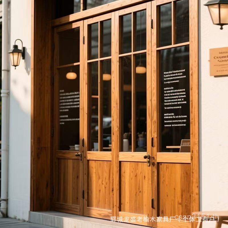 เก่า Elm Influencer ประตู Windows Retro ประตู Windows ร้านกาแฟประตู Windows พับ Doorside นมชา Shop ไ