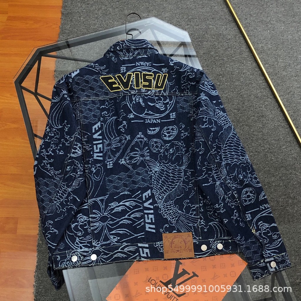 Evisu Men Loose Washed Denim Jacket Men
