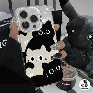 🔥ส่งจากไทย🔥For เคสไอโฟน11/12/13/14/15/16/17 Pro Max Cute Black Cat TPU Matte Case For iPhone 13,14,15,13PM,14PM,15PM เคส