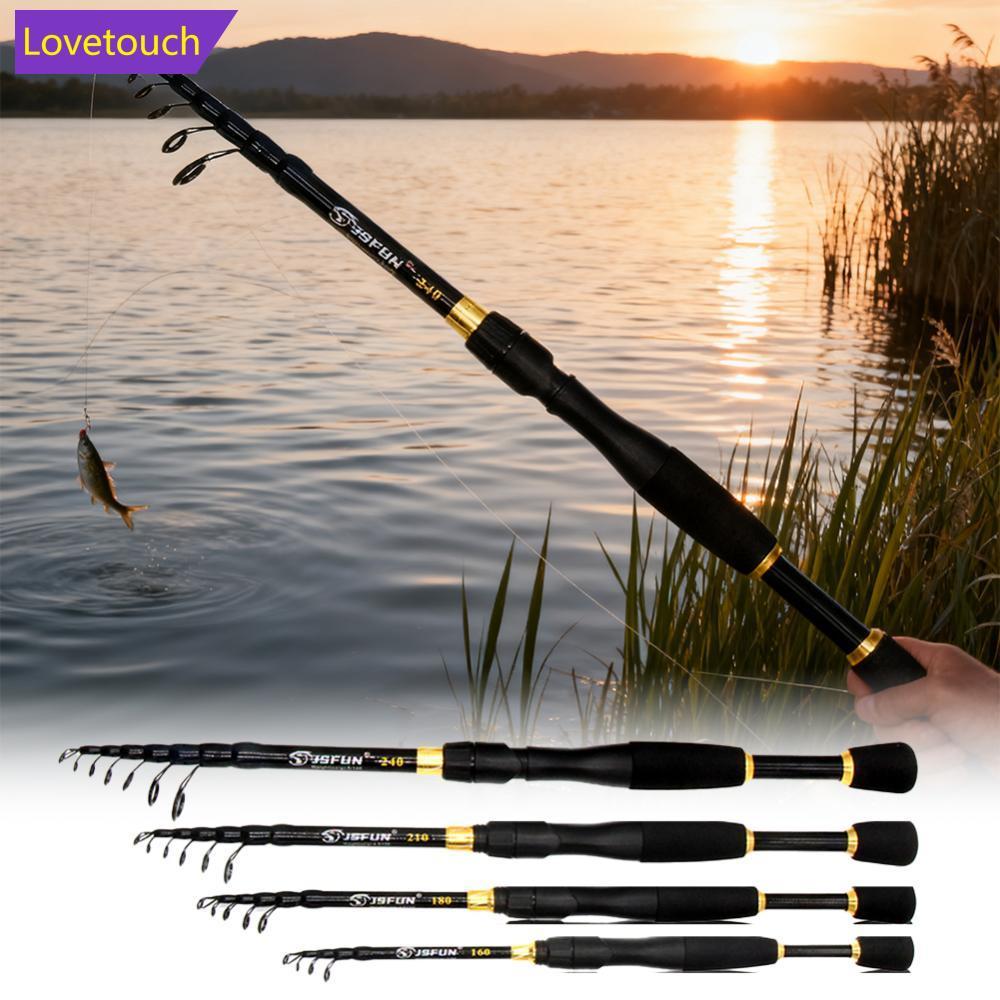 LOVETOUCH 1.6/1.8/2.1/2.4M Telescopic คาร์บอนไฟเบอร์ตกปลา Rod น้ําหนักเบาแบบพกพา Spinning Rod Strong