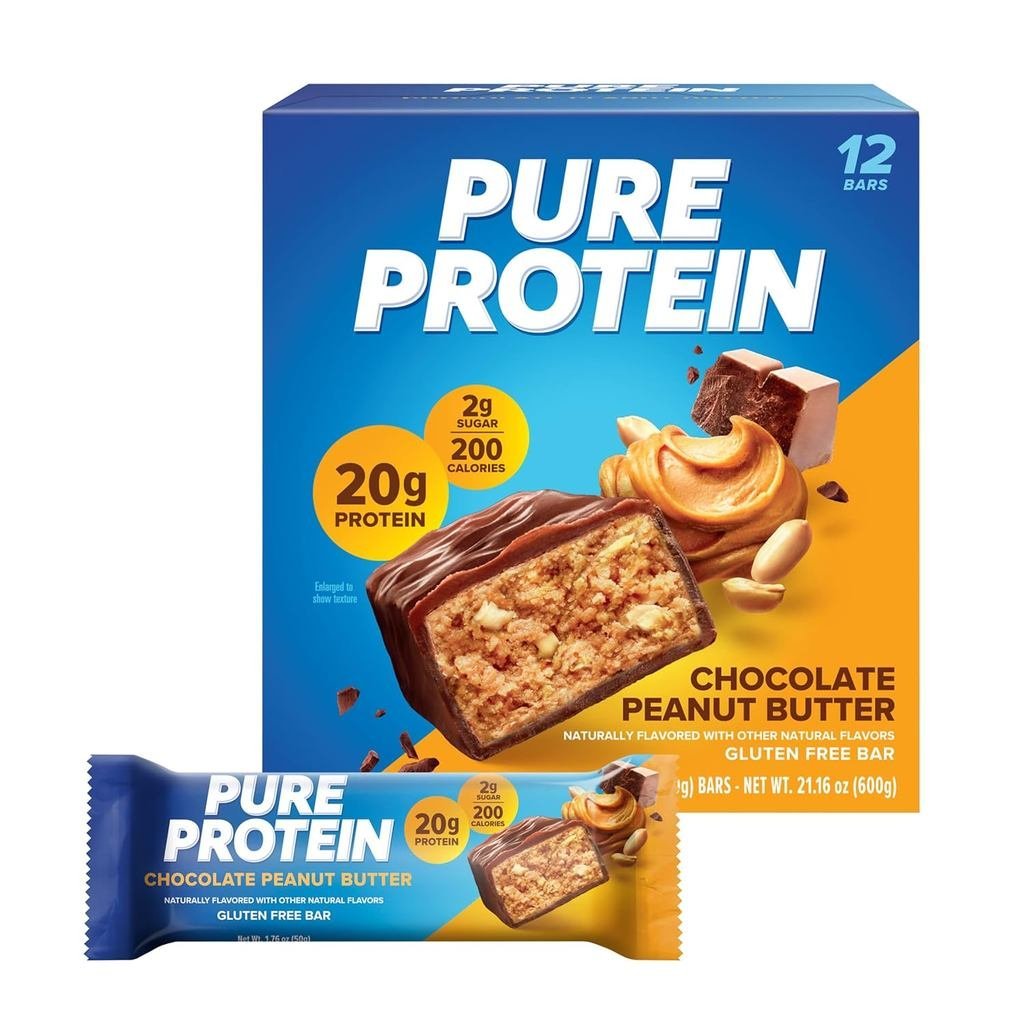 Pure Protein Bars, High Protein, Nutritious Snacks to Support Energy, Low Sugar, Gluten Free, Chocol