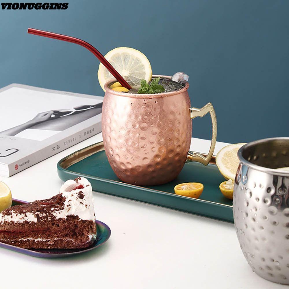 VIONUGGINS ถ้วยทองแดงบริสุทธิ์, Moscow Mule Handcrafted ถ้วยแก้ว,ที่แข็งแกร่ง Riveted จับ 500ml ค้อน