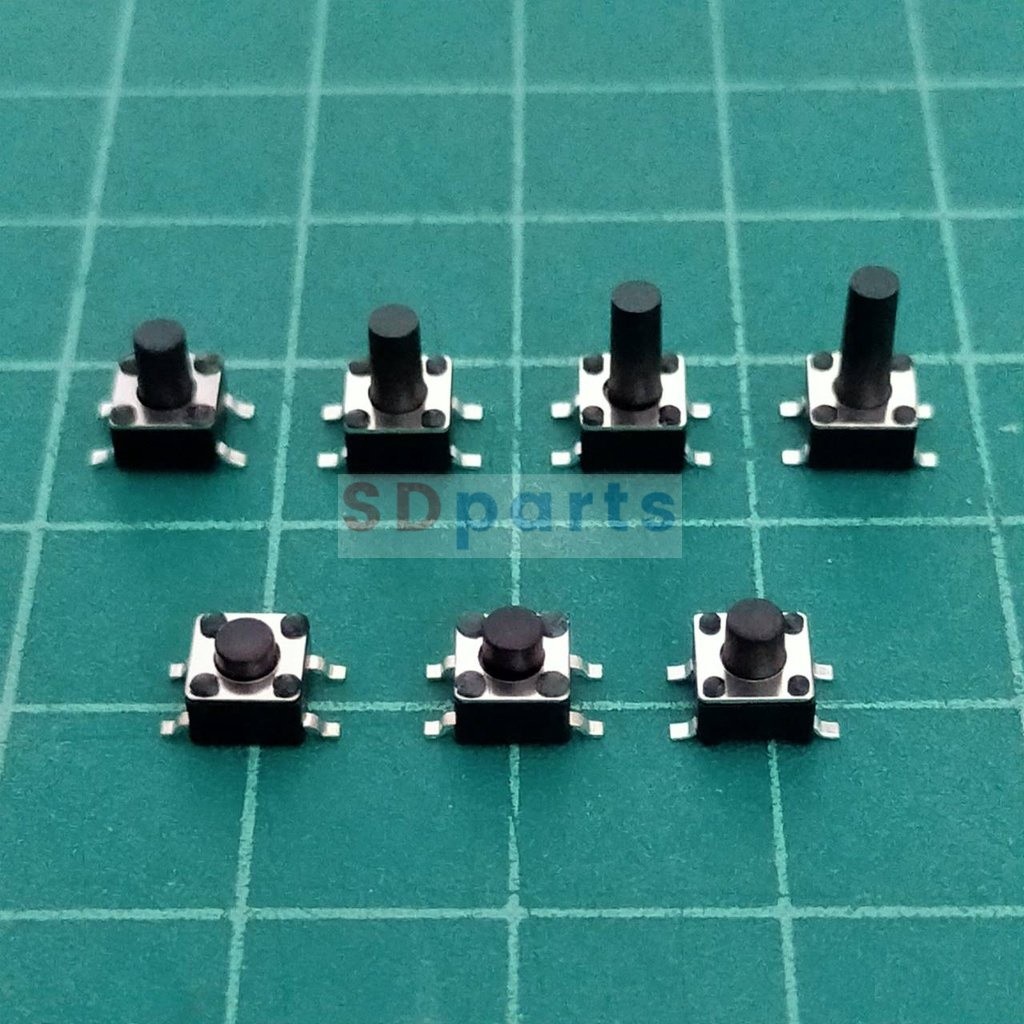 สวิทช์ ปุ่มกด SMD Push Button Switch ไมโครสวิทช์ TACT Switch กดติด-ปล่อยดับ #S4P 4.5x4.5xHmm (1 ตัว)