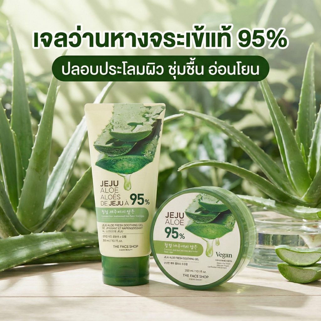 (ของแท้/พร้อมส่ง) The Face Shop Jeju Fresh Aloe Soothing Gel 99%  300 ml.