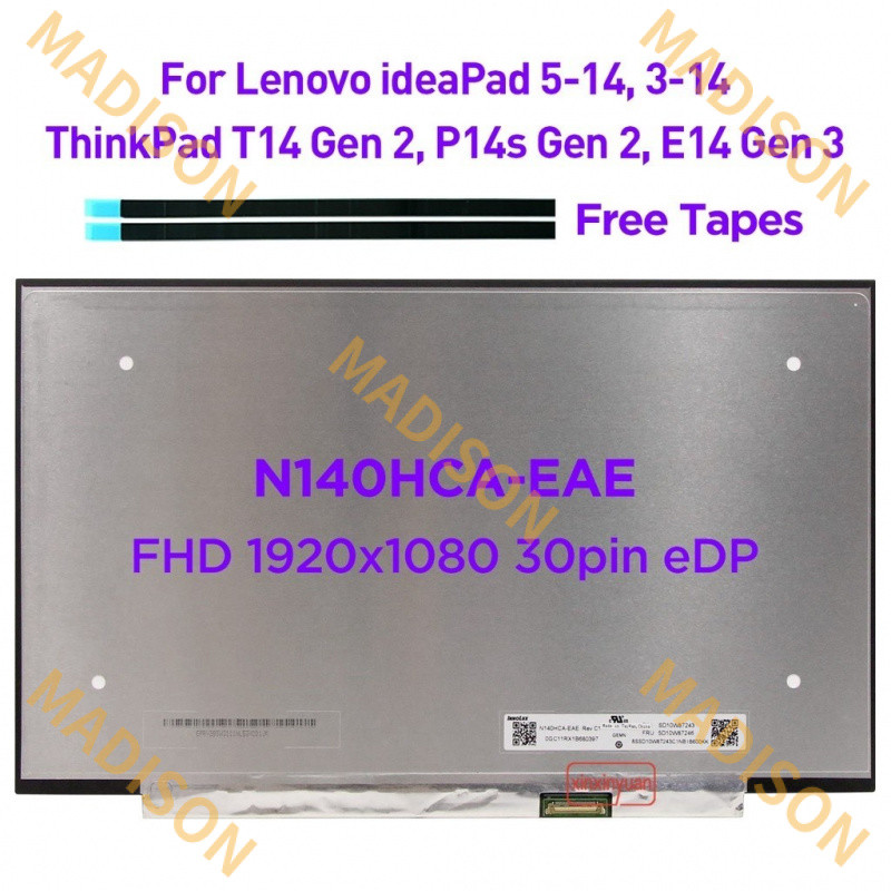 ใหม่ 14.0 IPs แล็ปท็อปหน้าจอ LCD N140HCA-EAE b140han04e NV140FHM-N4H สําหรับ Lenovo IdeaPad 5-14 3-1