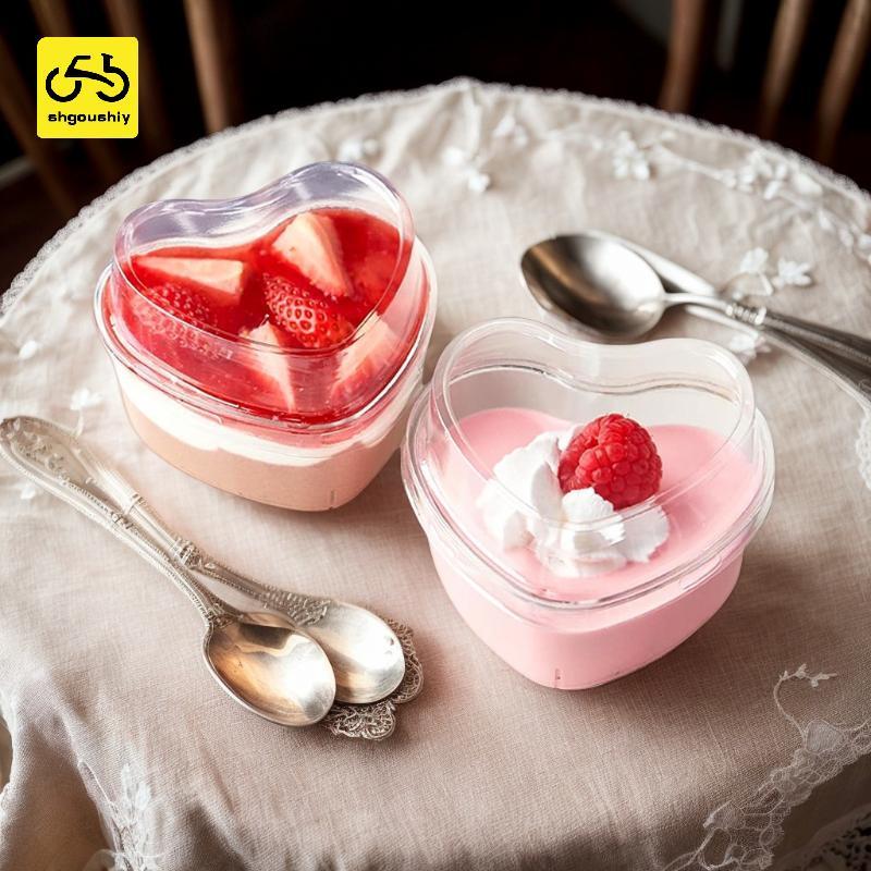 [Shg] 10/20/30 ชิ้นทิ้งพลาสติกใสมูสถ้วยมินิรูปหัวใจพุดดิ้งถ้วยขนมสําหรับโรงแรมพรรคและหวานShop TH
