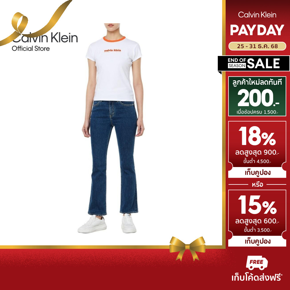 CALVIN KLEIN เสื้อยืดคอกลมแขนสั้นผู้หญิง Logo Graphic ทรง Slim รุ่น 47C821G YAA 