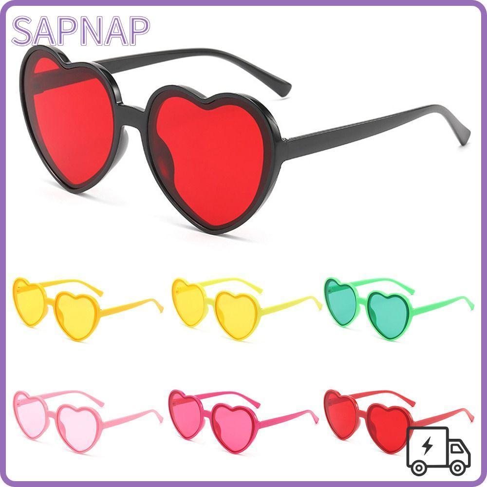 SAPNAP แว่นตากันแดดรูปหัวใจ, UV400 ป้องกันแว่นตากันแดดหัวใจฮาโลวีน, Vintage ฤดูร้อนคอสเพลย์ Beach Sh