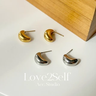 Love2Self E156 ต่างหูสตั๊ด Crescent สแตนเลสเรียบง่ายสําหรับผู้หญิง Non Tarnish Hypoallergenic