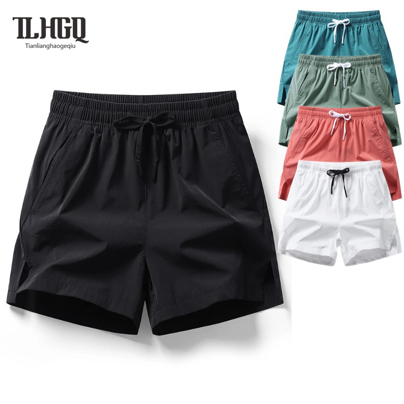 TLHGQ กางเกงขาสั้นผู้ชาย ผ้ายืด ผ้าไหมน้ำแข็ง แห้งไว เหมาะสำหรับวิ่ง