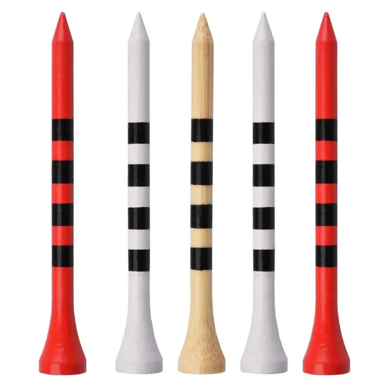 100pcs Bamboo Golf Tees Low Friction Less Resistance Practice Game Tees Durable Unbreakable Stripe G