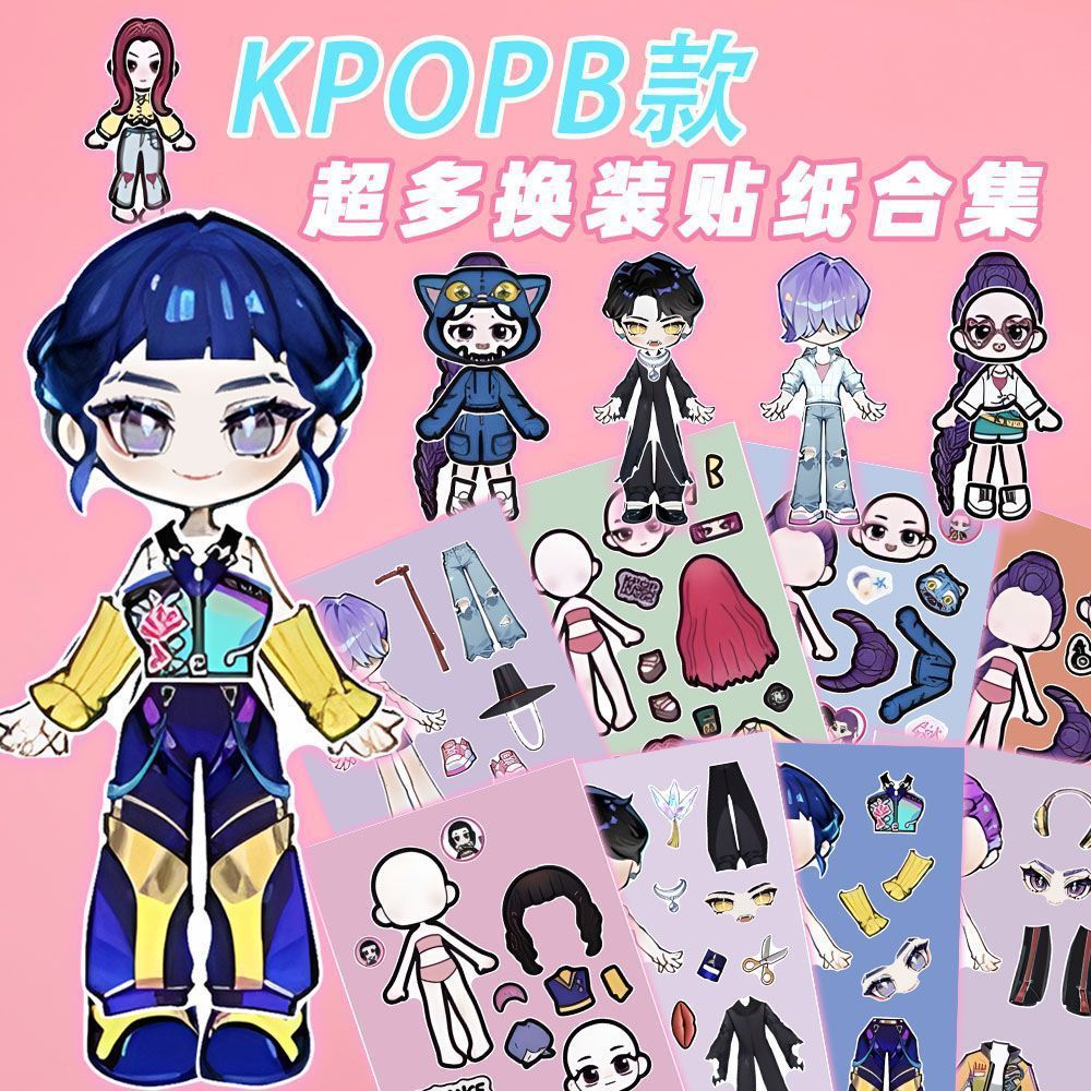 Kpop Demon Hunters Dressup สติกเกอร์เด็ก Handmade ปริศนา Creative สนุก DIY Unzip สติกเกอร์ของเล่น