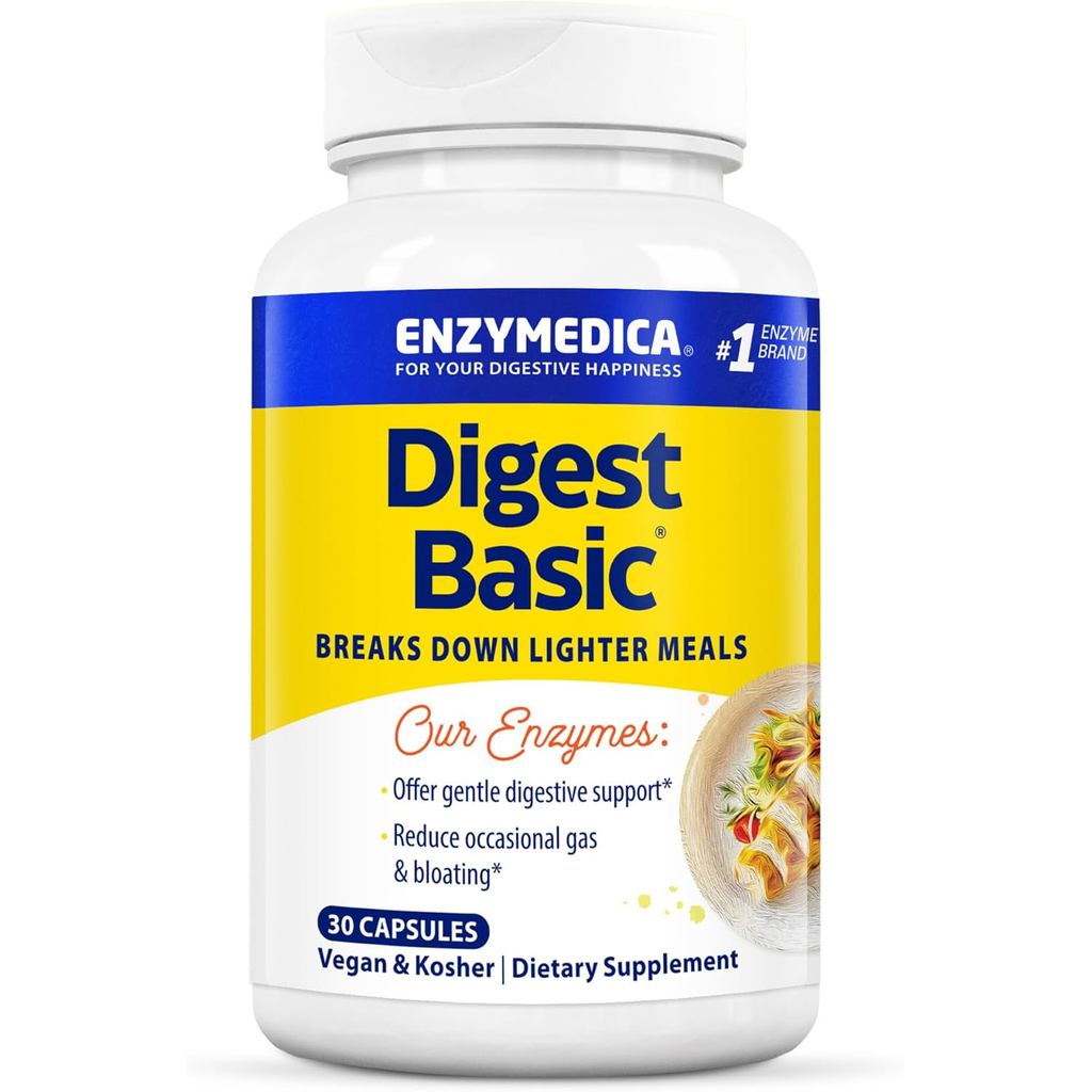 Enzymedica-Digestive Basic, Essential Full-Grade Digestive Enzyme, 30 แคปซูล