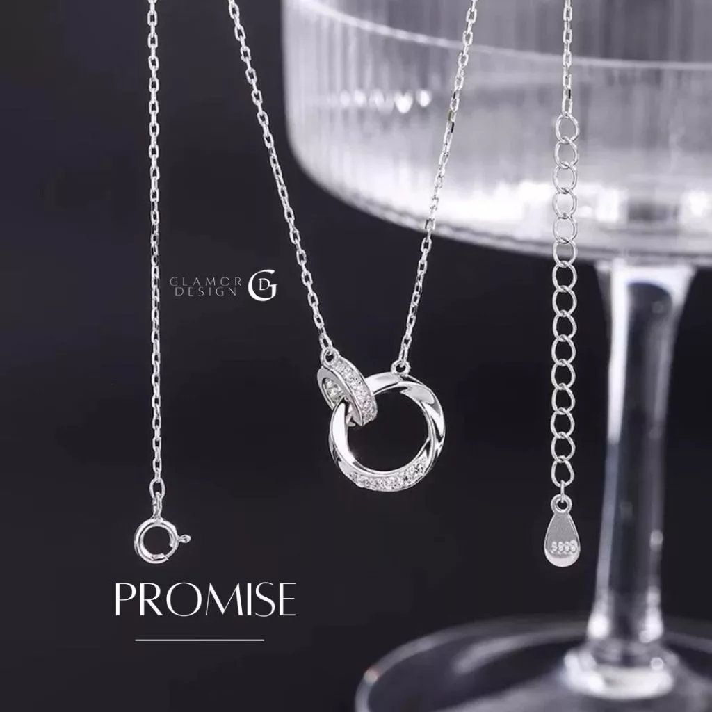 GLAMOR✨สร้อยคอเงิน Promise สร้อยคอเงินแท้925 จี้เพชร สไตล์เกาหลี สร้อยคอแฟชั่น สร้อยคอห่วงคล้อง X016